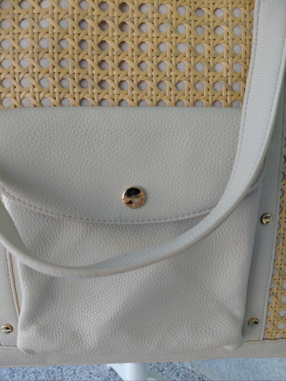 Rachel Zoe Woven Straw Tote White Tan Beach Bag w/ Wallet Large - Picture 15 of 16
